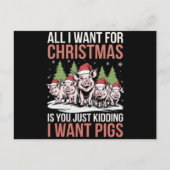 クリスマスに欲しいのは豚醜いセーターだけだ シーズンポストカード (正面)