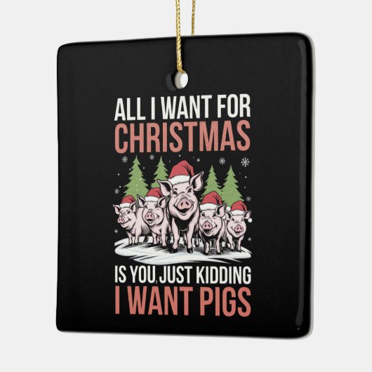 クリスマスに欲しいのは豚醜いセーターだけだ セラミックオーナメント (左)