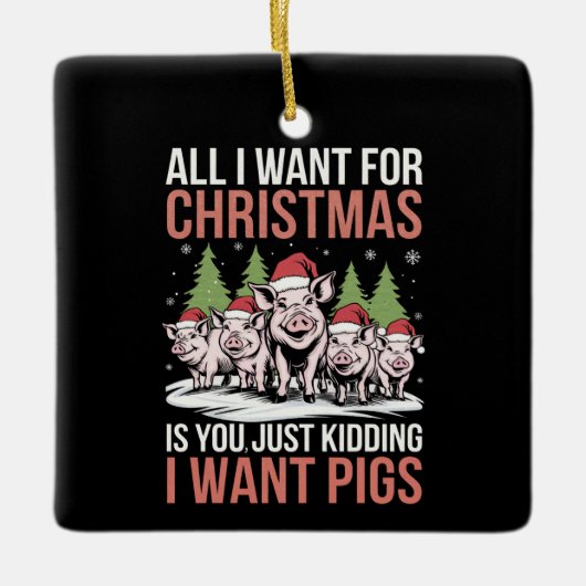 クリスマスに欲しいのは豚醜いセーターだけだ セラミックオーナメント (正面)