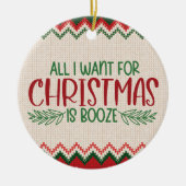 クリスマスに欲しいのは酒だけおもしろいだ セラミックオーナメント (正面)