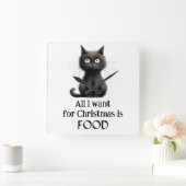 クリスマスに欲しいのは食べ物 スクエア壁時計 (ホーム)