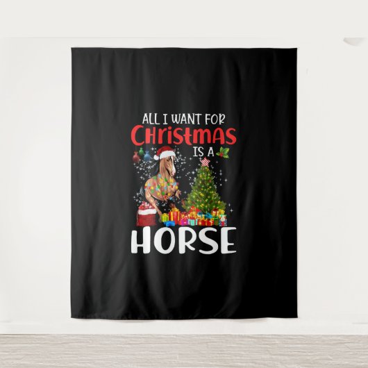 クリスマスに欲しいのは馬おもしろい馬 タペストリー (正面)