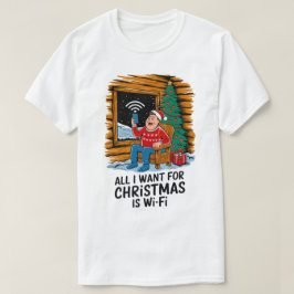 クリスマスに欲しいのはWiFiだけ 面白いアート Tシャツ