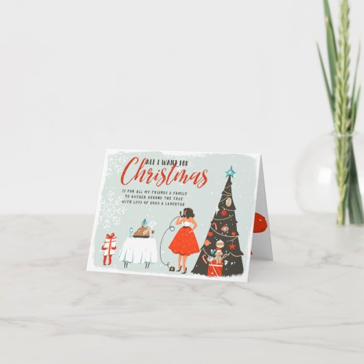 クリスマスに欲しいものは家族とハグ | ホリデーギフト カード (正面)