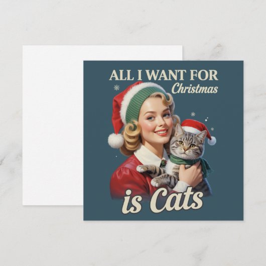 クリスマスに欲しいものは猫だけ 猫好き 猫ママ シーズンカード (正面/裏面)
