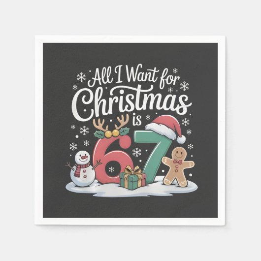 クリスマスに欲しいものは67だけ Meme スタンダードカクテルナプキン (正面)