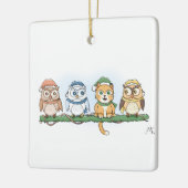 クリスマスに欲しいフクロウとマンガのフクロウ セラミックオーナメント (左)