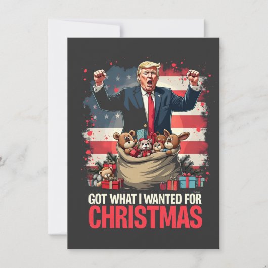 クリスマスに欲しかったものを手に入れた トランプ サンタ 招待状 (正面)