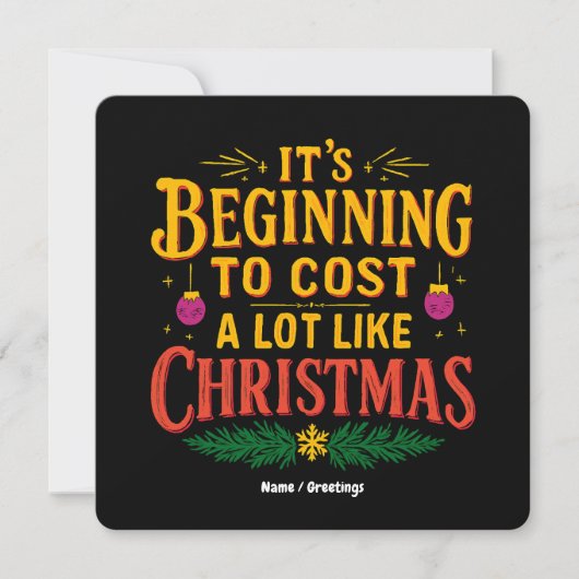 クリスマスに比べて値段が高くなってきたおもしろい 招待状 (正面)