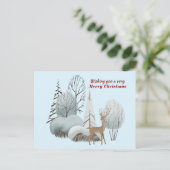 クリスマスに気分を楽しみたい水色の鹿 ポストカード (スタンド正面)