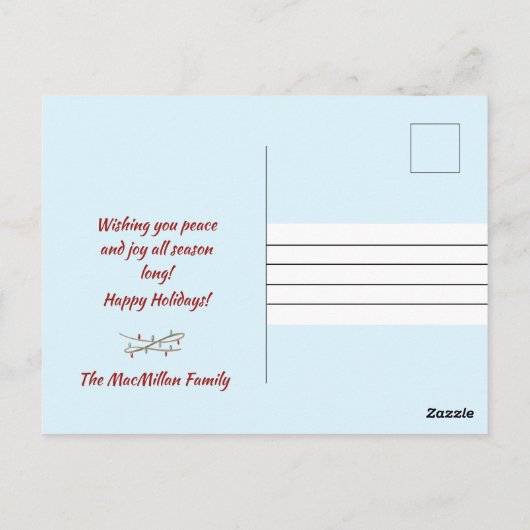 クリスマスに気分を楽しみたい水色の鹿 ポストカード (裏面)