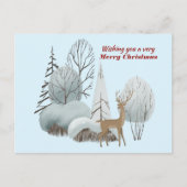 クリスマスに気分を楽しみたい水色の鹿 ポストカード (正面)