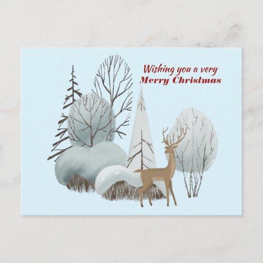 クリスマスに気分を楽しみたい水色の鹿 ポストカード (正面)