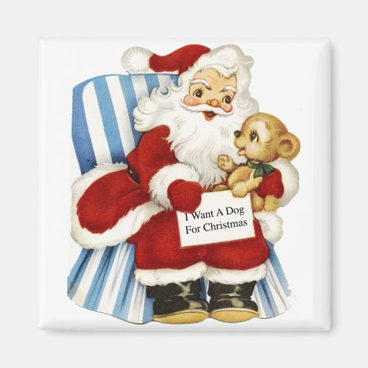 クリスマスに犬が欲しい ヴィンテージ マグネット (正面)
