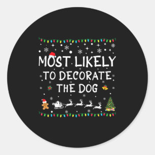 クリスマスに犬を飾りたがる人 おもしろい家族 クリスマス ラウンドシール