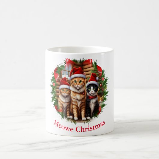 クリスマスに猫がマグカップを作る コーヒーマグカップ (中央)