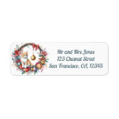 クリスマスに猫のフローラリース2-差出人住所 ラベル (正面)