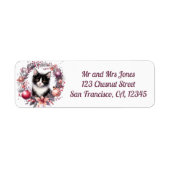 クリスマスに猫のフローラリース3-差出人住所 ラベル (正面)