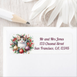 クリスマスに猫のフローラリース5-差出人住所 ラベル