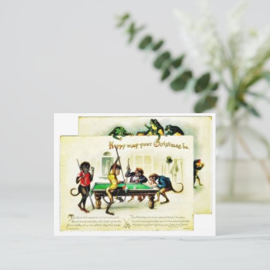 クリスマスに猿が監視ゴルフ、カエルの監視をを遊ぶことをあります シーズンポストカード (スタンド正面)