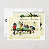 クリスマスに猿が監視ゴルフ、カエルの監視をを遊ぶことをあります シーズンポストカード (正面/裏面)