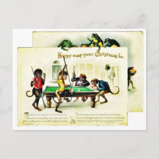 クリスマスに猿が監視ゴルフ、カエルの監視をを遊ぶことをあります シーズンポストカード (正面)