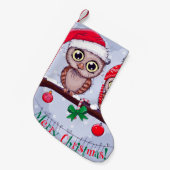クリスマスに甘いフクロウ スモールクリスマスストッキング (正面 (吊り時))