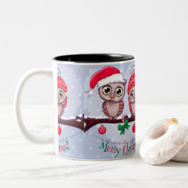 クリスマスに甘いフクロウ ツートーンマグカップ