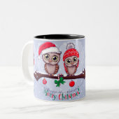 クリスマスに甘いフクロウ ツートーンマグカップ (正面左)