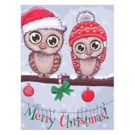 クリスマスに甘いフクロウ テーブルクロス