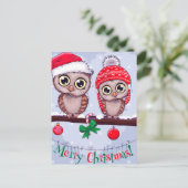 クリスマスに甘いフクロウ ポストカード (スタンド正面)