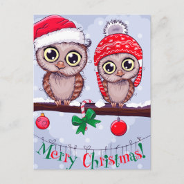 クリスマスに甘いフクロウ ポストカード