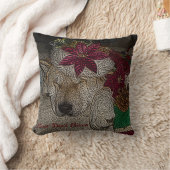 クリスマスに眠っているサンタ帽のかわいい秋田犬 クッション (ブランケット)