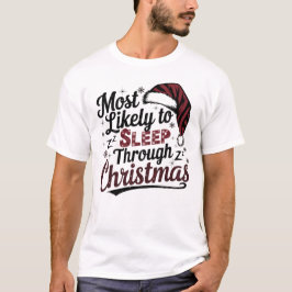 🐶クリスマスに眠りそうなおもしろい Tシャツ