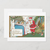 クリスマスに眠れる子供とサンタ シーズンポストカード (正面/裏面)