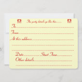 クリスマスに着替えたかわいい黒と茶色の子犬 招待状 (裏面)