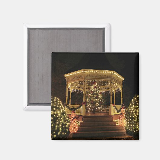 クリスマスに着飾ったガゼボ マグネット (正面/裏面)