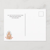 クリスマスに移動するジンジャーブレッドの家の新しい家 案内ポストカード (裏面)