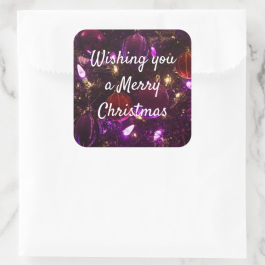 クリスマスに紫色のステッカーをお楽しみください スクエアシール (バッグ)