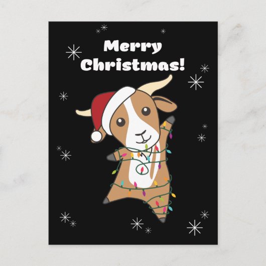クリスマスに羊飼いの動物たち 冬の動物 シーズンポストカード (正面)