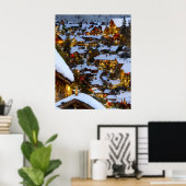 クリスマスに美しい古い山の村 ポスター (ホームオフィス)