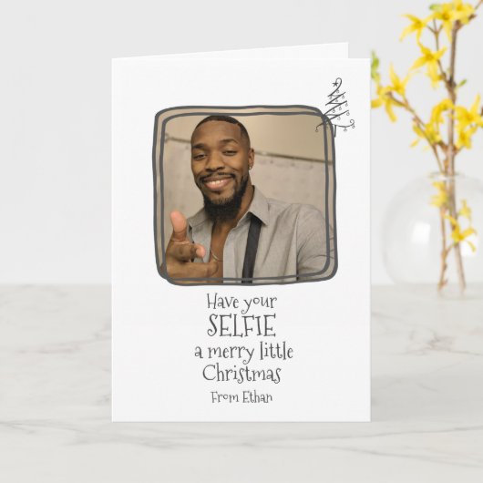 クリスマスに自撮メリーりをして カード (黄色い花)