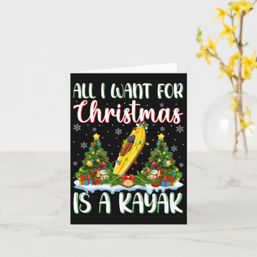 クリスマスに行きたいのはカヤックのクリスマスツリーのライト カード (黄色い花)