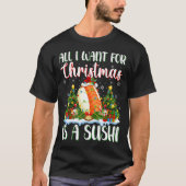 クリスマスに行きたいのは寿司クリスマスツリーのライト Tシャツ (正面)