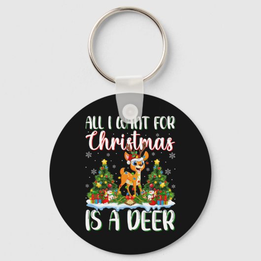 クリスマスに行きたいのは鹿のクリスマスツリー キーホルダー (正面)