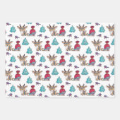 クリスマスに訪れるのかわいいトナカイの冬のスカーフ ラッピングペーパーシート (正面3)