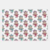 クリスマスに訪れるのかわいいトナカイの冬のスカーフ ラッピングペーパーシート (正面)