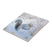 クリスマスに訪れるキュートな灰色リスの雪景色 タイル (側面)