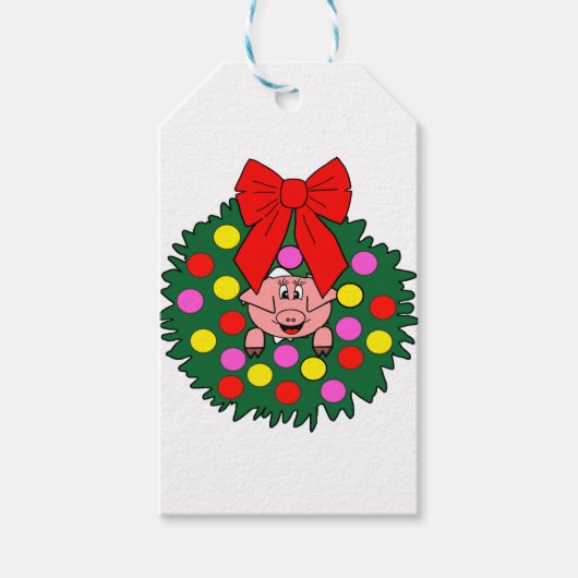 クリスマスに豚リース ギフトタグ (正面)