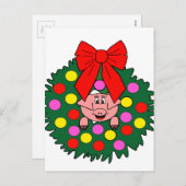 クリスマスに豚リース シーズンポストカード (正面/裏面)